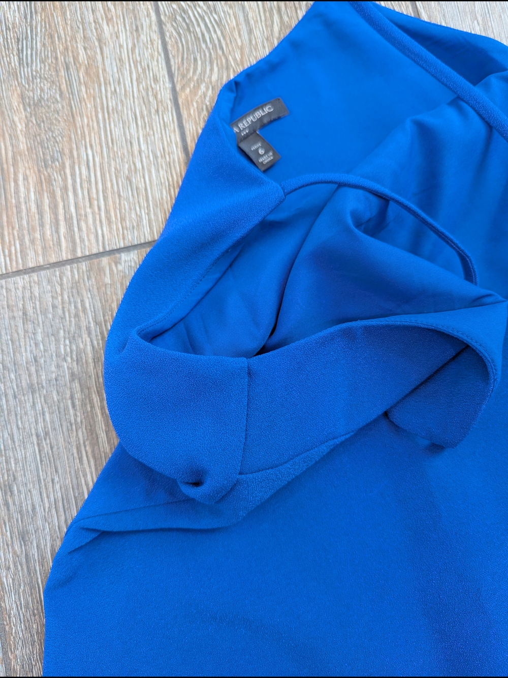 Banana Republic Cobalt Blue Spaghetti-Strap Mini Dress Shift Eyelet Cutout 6P - Picture 5 of 11
